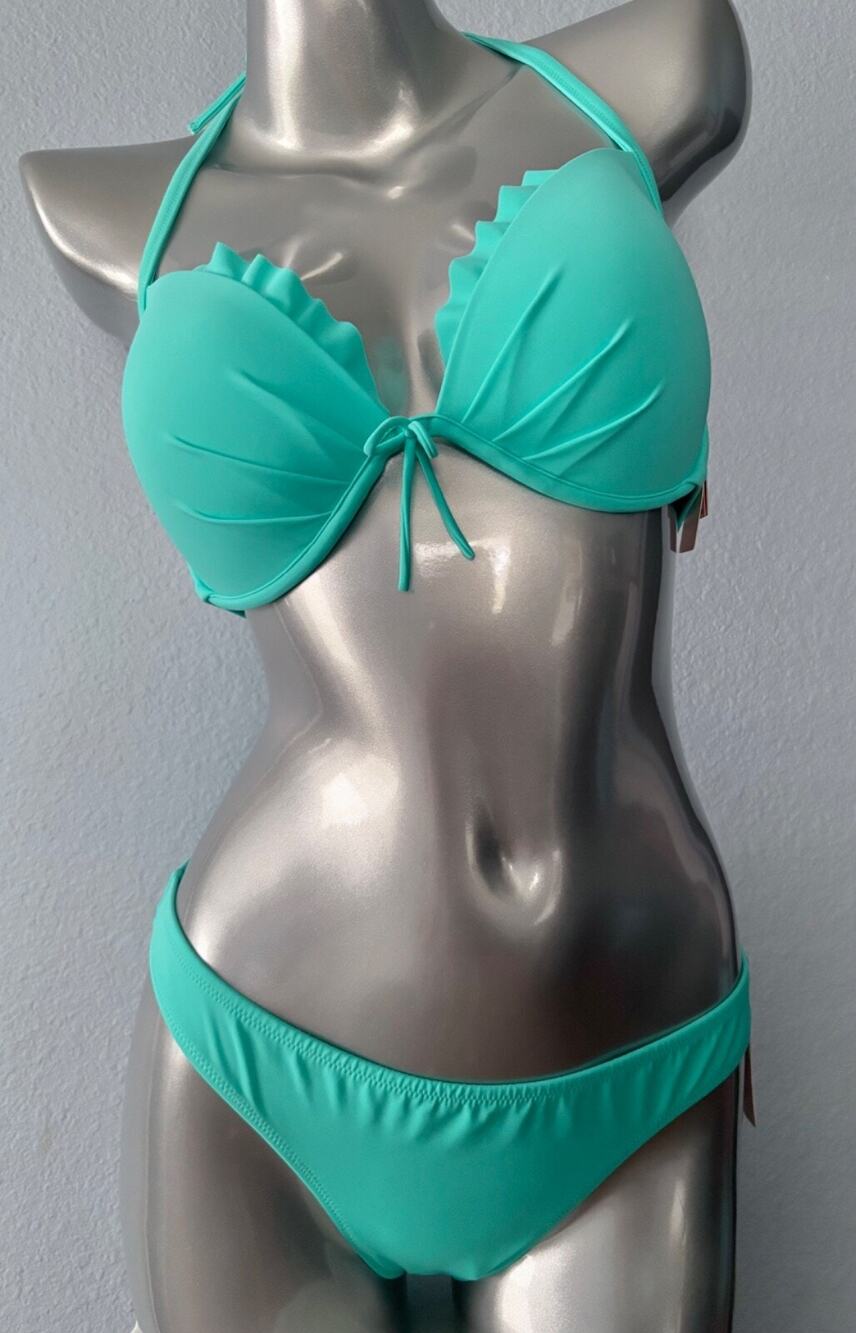 Victoria's Secret Swim Mint Frost Ruffled Fabulous Bikini Top Itsy Set 38D / L